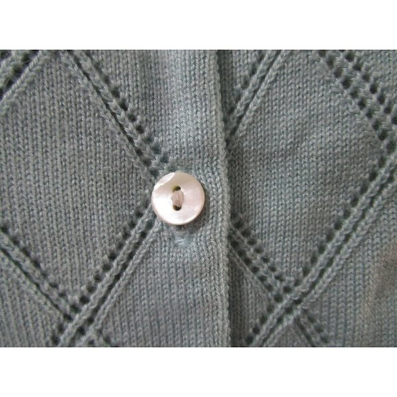 Brooks Brothers Silk Cashmere Blend Cardigan Ladies L Green Diamond Pattern EUC - Picture 9 of 14
